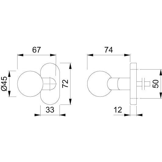 Thumbnail - Magni, Türgriff + Fenstergriff, Hoppe PT-Knopf auf Ros. E50G/55 RF,F69,8mm (Türgriff)