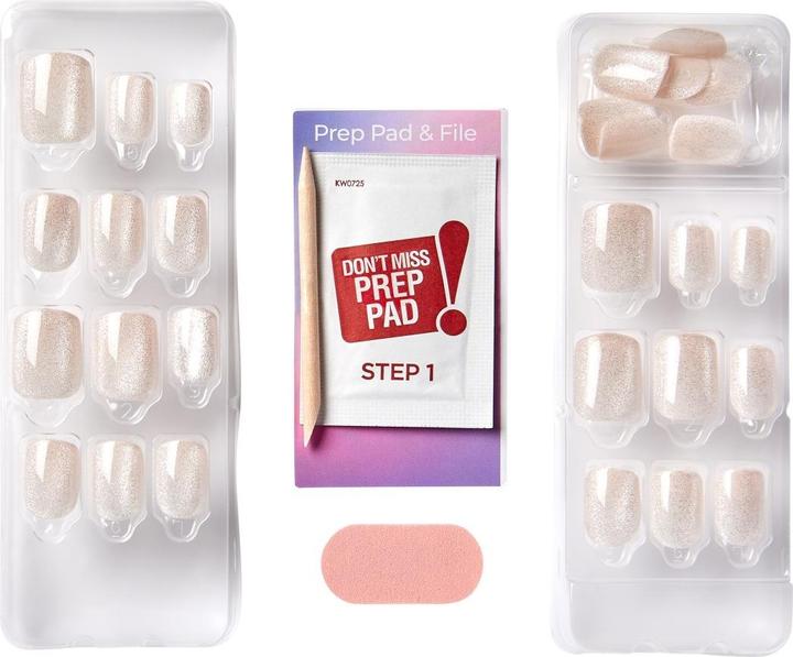 Produktbild KISS Glue-on nails ImPRESS Color FX - Rebel 30 pcs (Kunstnägel, Rebel Light White)