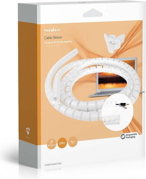 Actual product image Nedis Cable management sleeve 2.00 m 1 piece max. cable thickness: 22 mm PE White (Cable hole, 200 cm)
