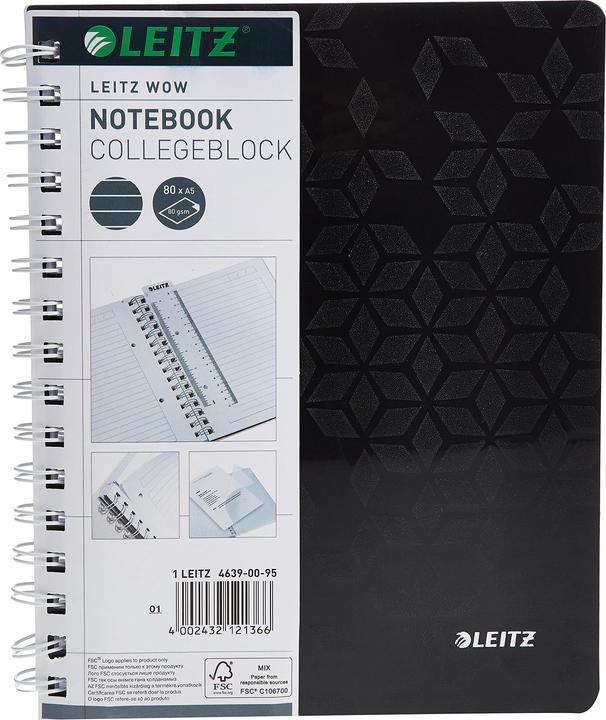 Actual product image Leitz WOW college notebook spiral bound with PP cover (A5, Lined, Hardcover)