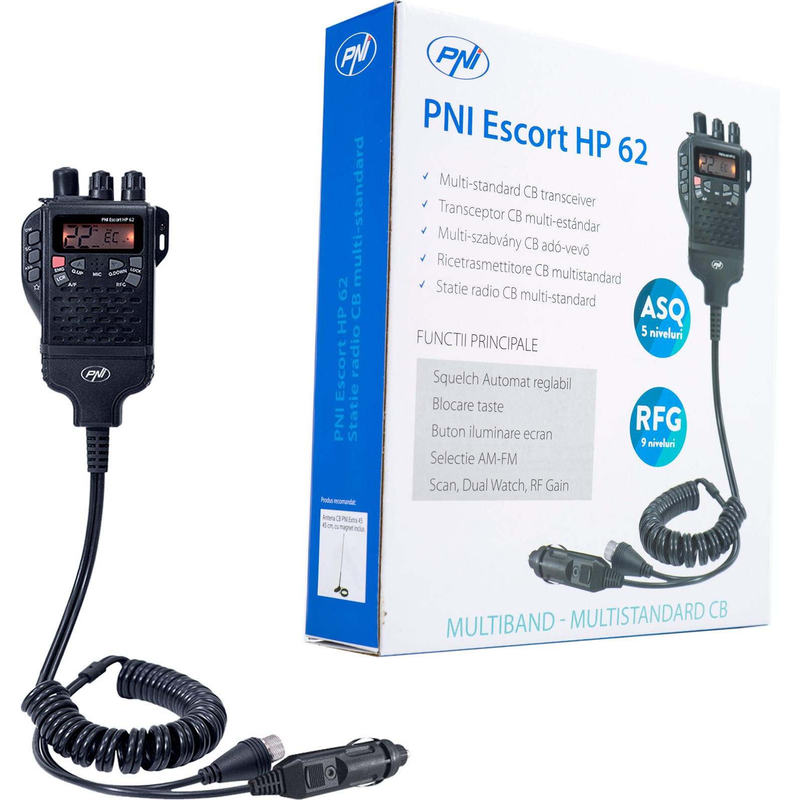 PNI Tragbares CB-Funkgerät Escort HP 62, Multistandard, 4 W, 12 V, AM-FM, ASQ auf 5 Stufen einstellb, Walkie-Talkie