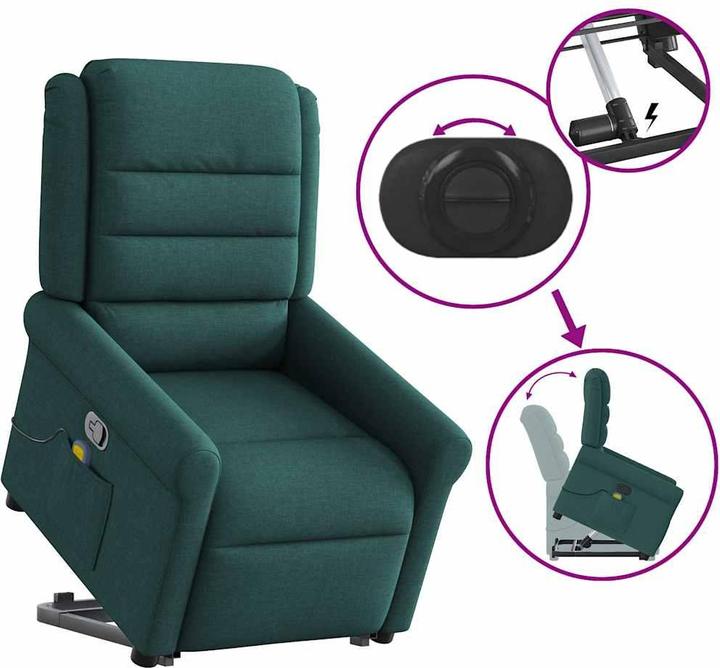 Immagine prodotto VidaXL Poltrona massaggiante con ausilio stand-up in tessuto verde scuro