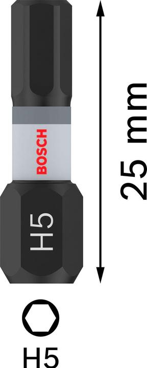 Produktbild Bosch Professional Zubehör PRO Hex Impact Bit, H5, 25 mm, 2-tlg. (Innensechskant)