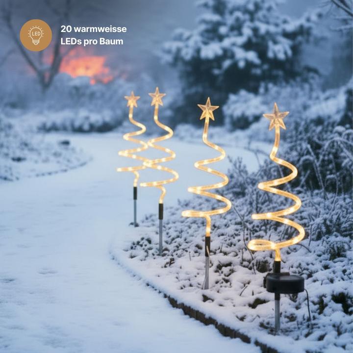 Actual product image Hermex 4er-Set LED Solar-Spiralbaum Lichterkette Weihnachtsdeko Solarleuchte (1.50 m)