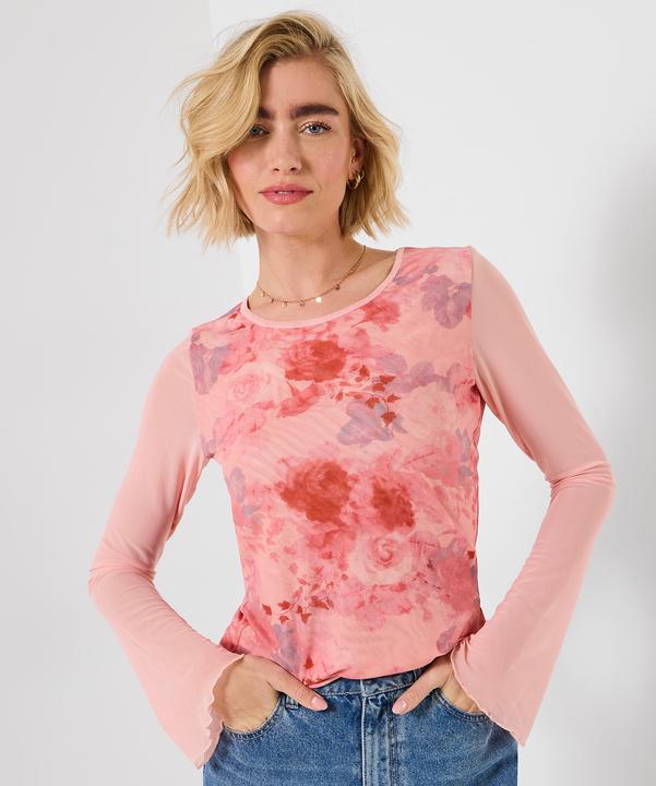 Produktbild Joe Browns Rose Print Long Sleeve Mesh Top (42)