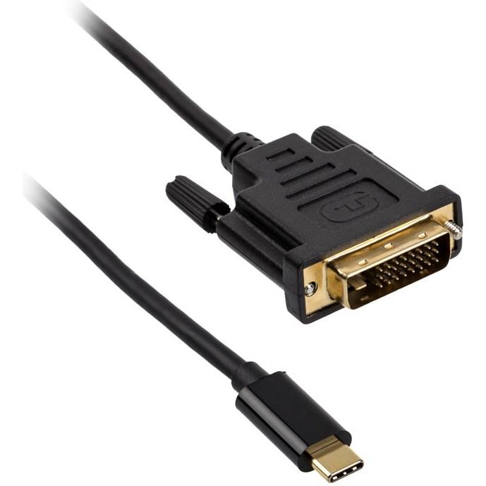 Akasa USB Typ C — DVI (1.80 m), Cavo video, Nero