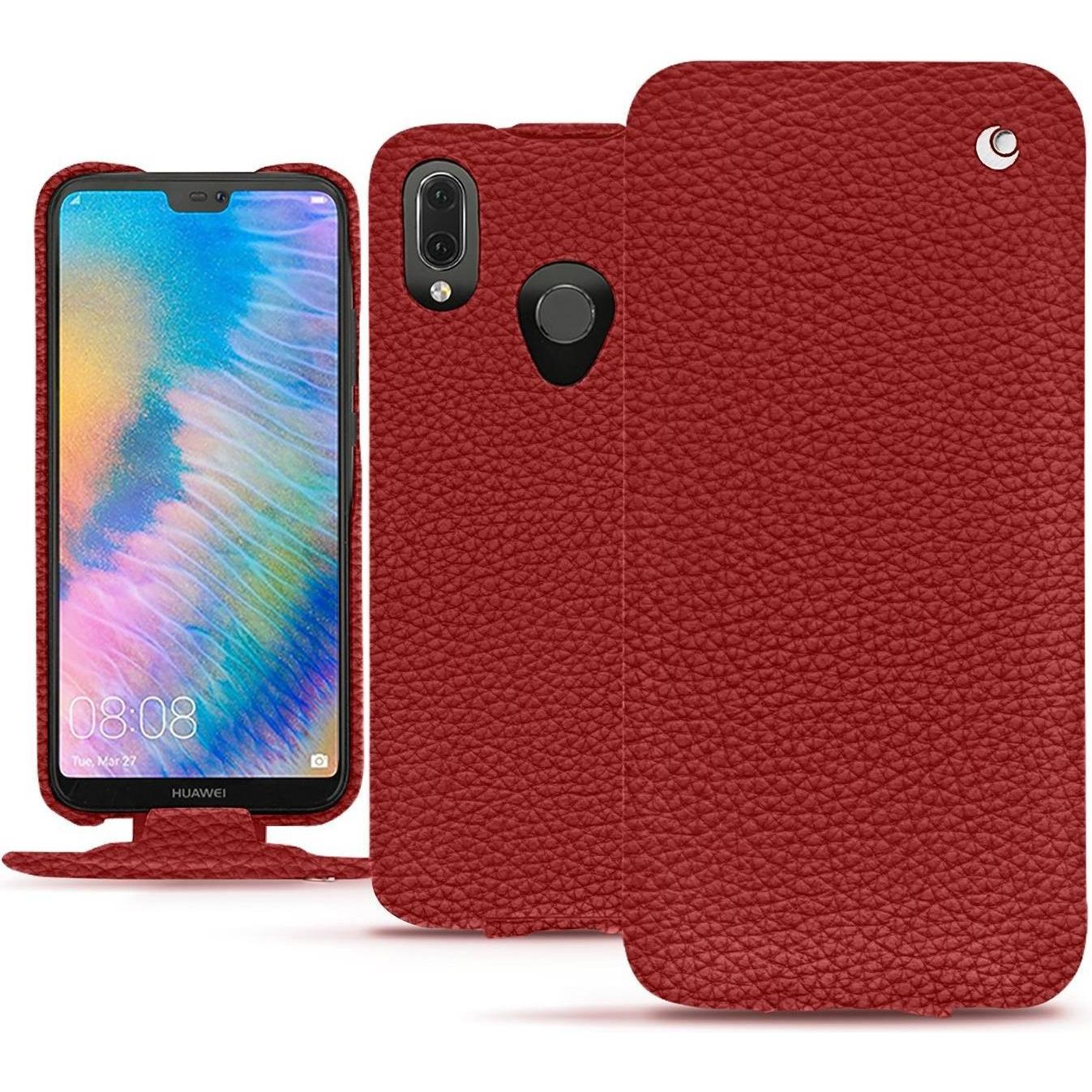 Noreve Lederschutzhülle vertikal (Huawei P20 Lite), Smartphone Hülle, Rot