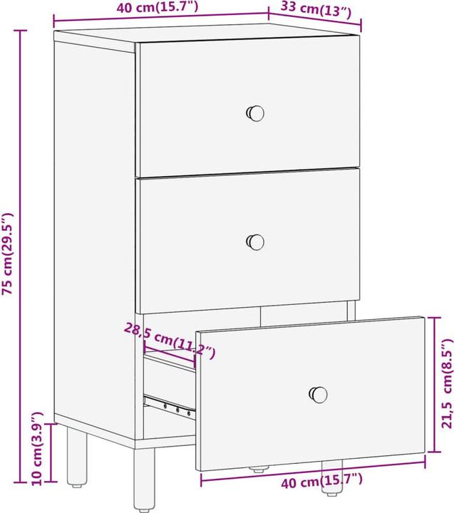 Image du produit vidaXL Beistellschrank (40 x 33 x 75 cm)