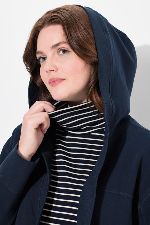 Image du produit Ulla Popken Veste à capuche en molleton de coton bio, coupe ouverte (50, 52)