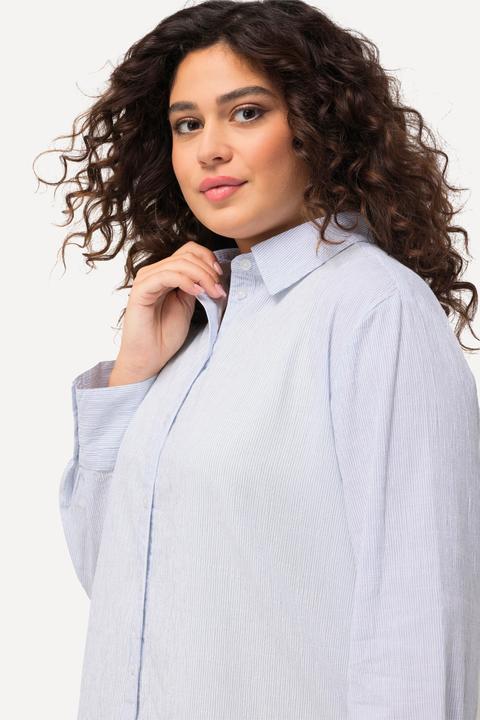 Actual product image Ulla Popken Pinstriped Long Sleeve Button-Down Blouse (54)