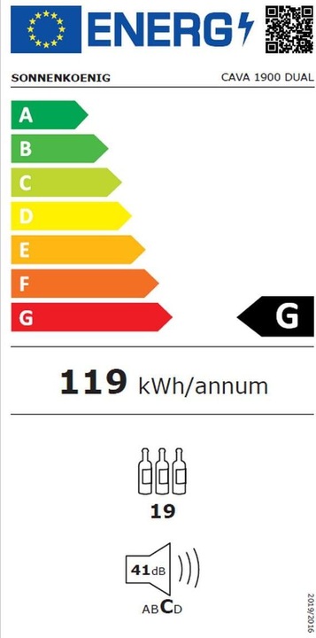 Energy Label Sonnenkönig Cava 1900 wine climate cabinet