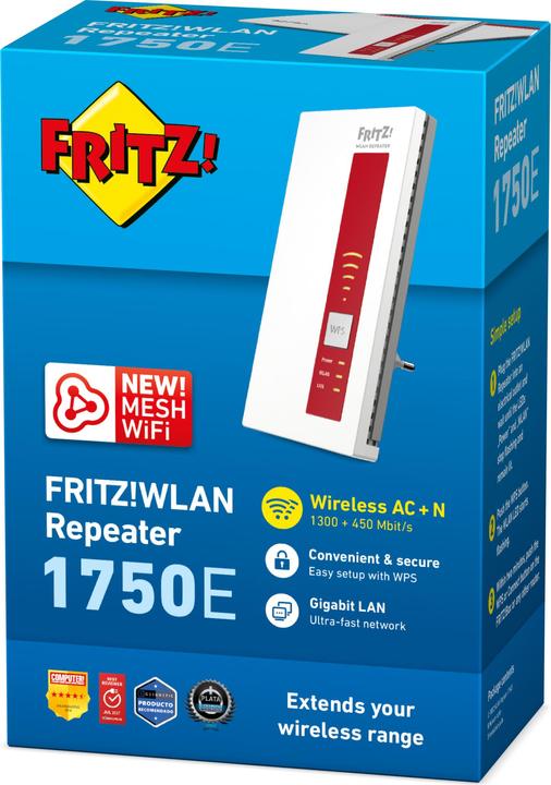 Produktbild AVM FRITZ!WLAN Repeater 1750E (1300 Mbit/s, 450 Mbit/s)