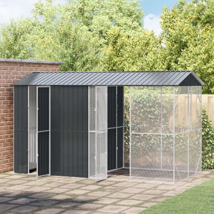 vidaXL Aviary with extension anthracite 210x442x247 cm steel