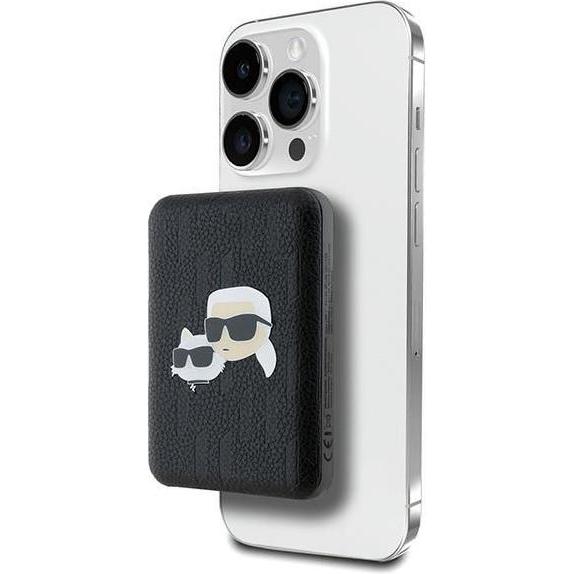 Karl Lagerfeld Powerbank indukcyjny KLPB5FPGKSKCHK 15W 5000mAh czarny/black Karl&Choupette Head Pin (5000 mAh, 15 W), Po...