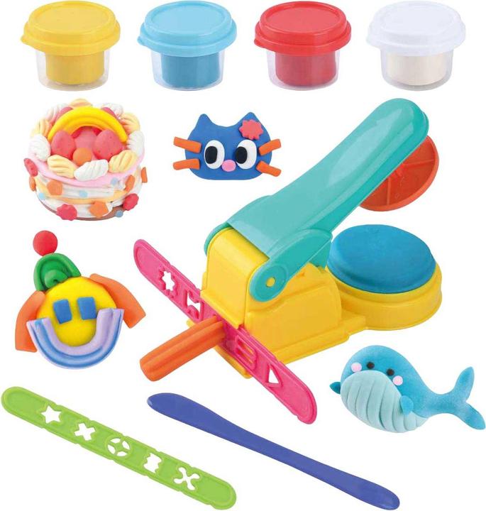 PlayGo Tonpressmaschinen-Set - 4 Tontöpfe