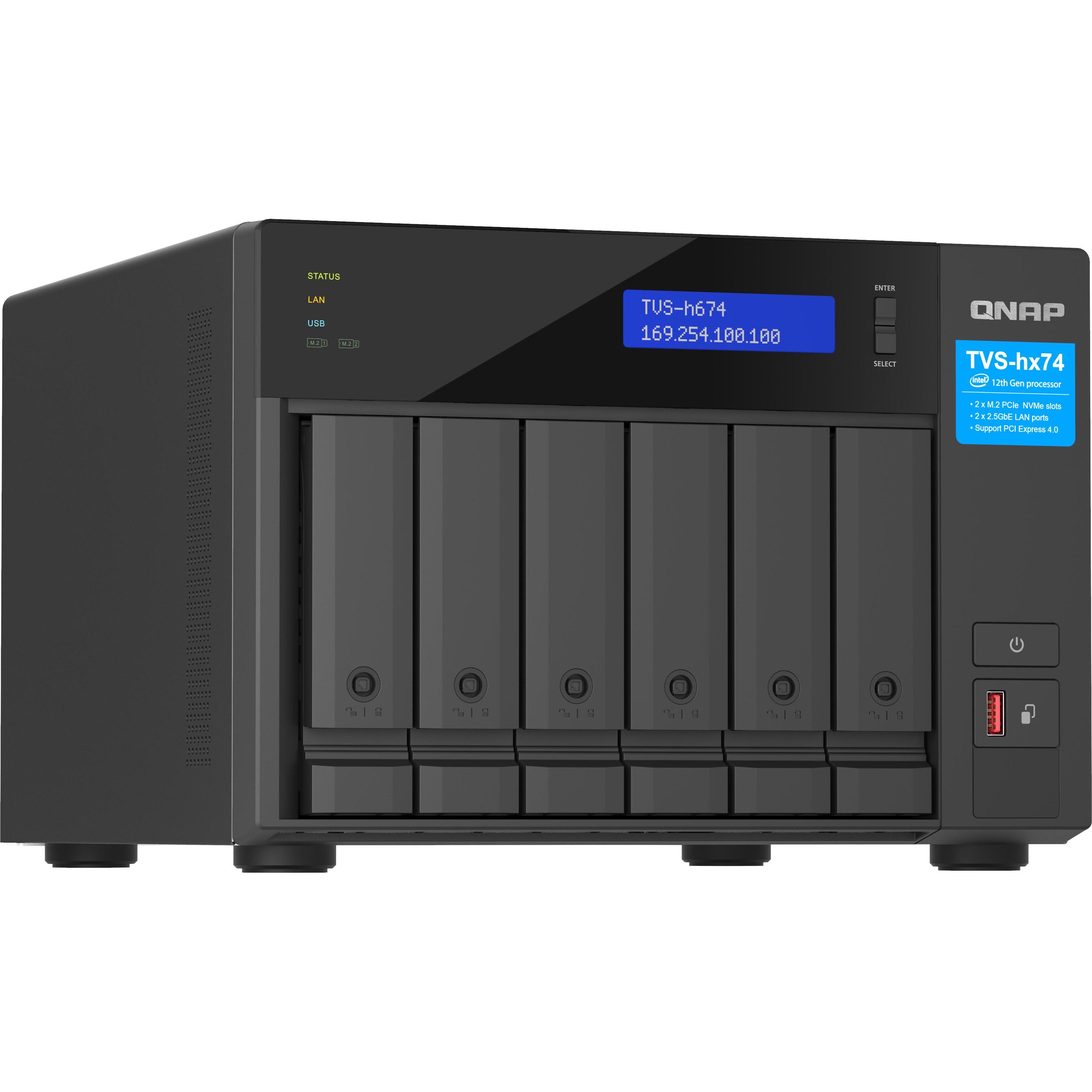 QNAP TVS-h674-i5-32G (0 TB), NAS, Schwarz