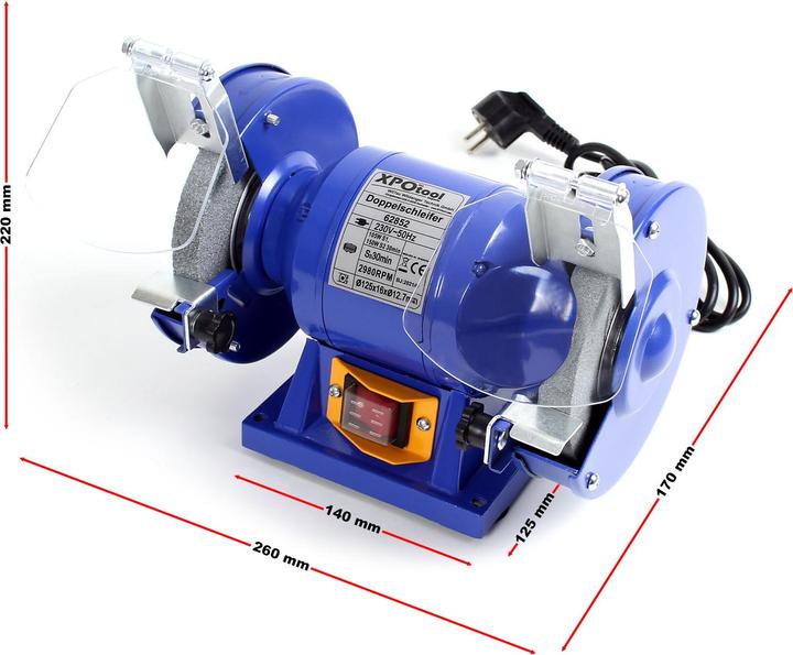 Produktbild Wiltec Doppelschleifer 150W Ø125mm Schleifmaschine Schleifer Schleifbock (Doppelschleifer, 150 W)