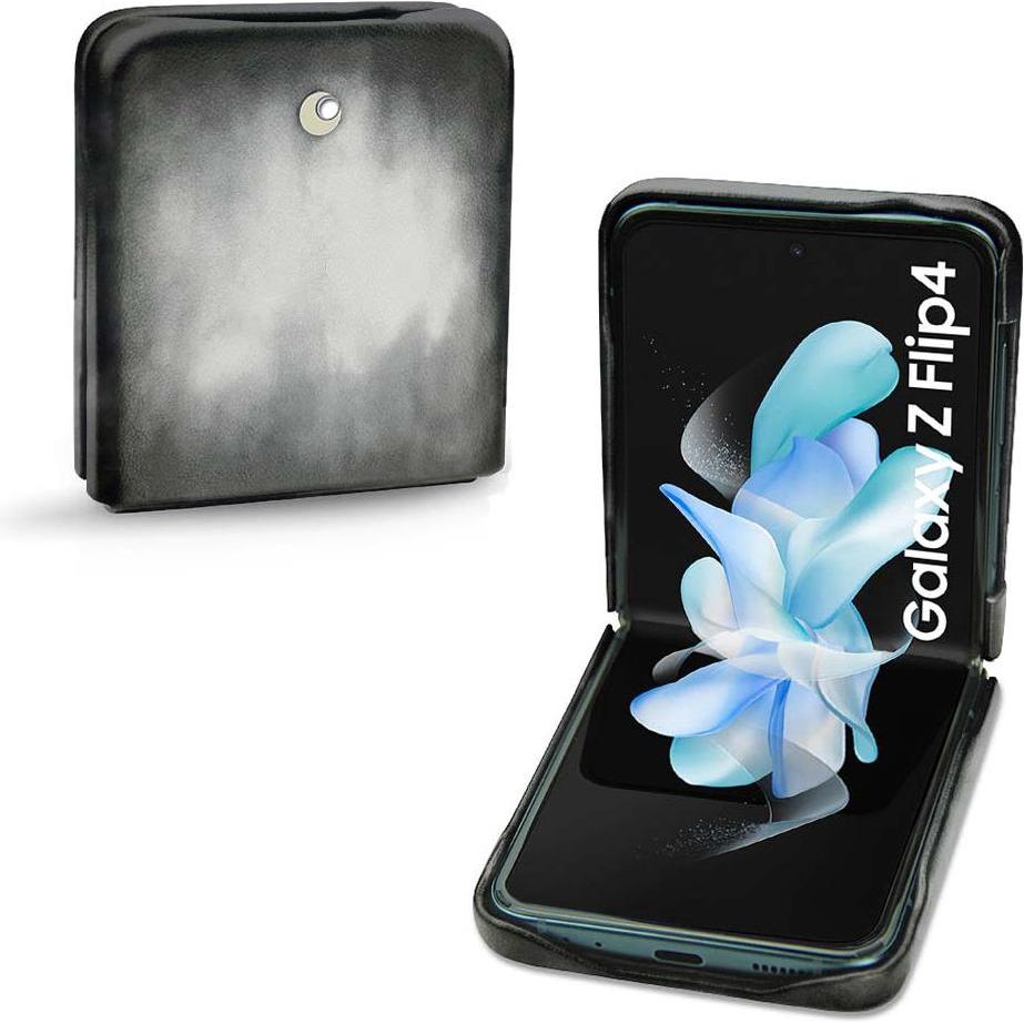 Noreve Lederschutzhülle Samsung Galaxy Z Flip4 (Samsung Galaxy Z Flip4), Smartphone Hülle, Grau