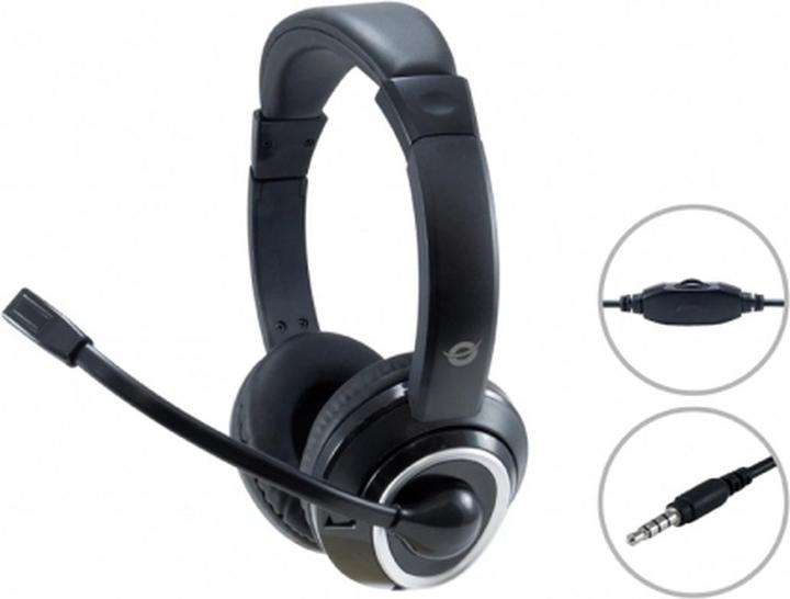 Actual product image Conceptronic POLONA02B Headphone & Headset Headband Black (Cable)