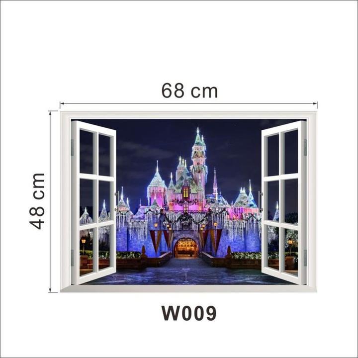 Produktbild Hermex Walt Disney Schloss vor dem Fenster Wandtattoo Wallprints Sticker Wandsticker Aufkleber - Palast (BK)