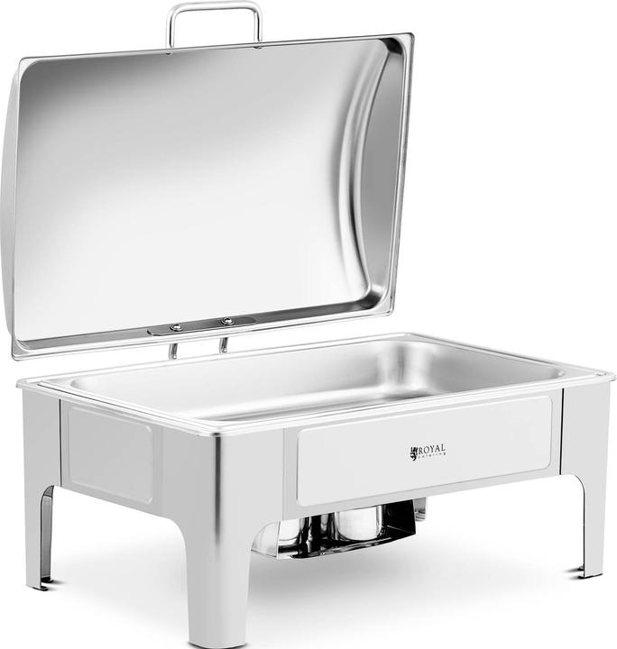 Produktbild Royal Catering Chafing Dish Warmhaltebehälter Rechaud GN 1/1 8,5 L 2 Brennstoffzellen halbrund