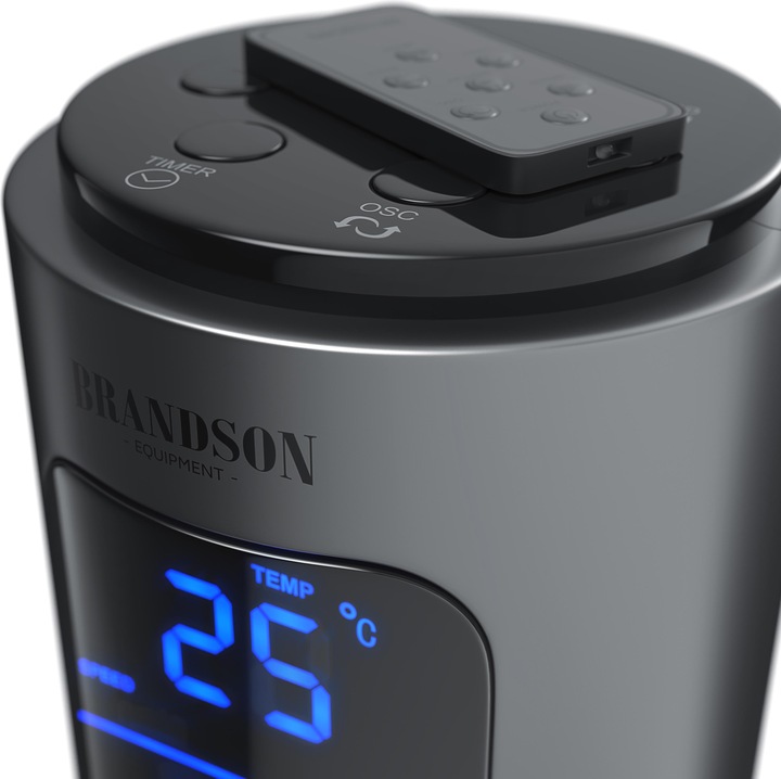 Immagine prodotto Brandson Ventilatore a torre, DC, silenzioso ed efficiente, 12 velocità, timer, oscillazione, telecomando (50 dB)