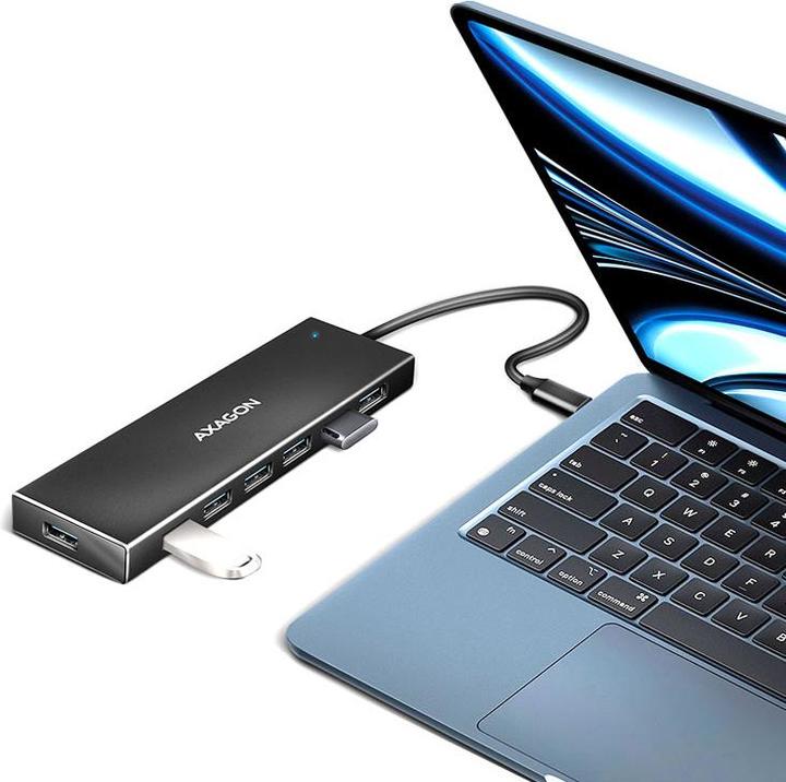Image du produit Axagon HUE-F7A 7x USB 3.2 Gen 1 Aluminium Flat Hub, câble USB-C de 30 cm (USB-C, 7 ports)