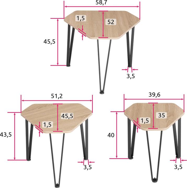 Image du produit tectake Beistelltisch-Set Torquay