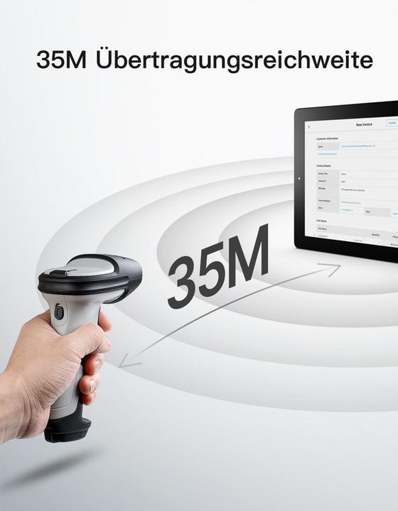Produktbild Inateck Barcodescanner 72 gray (BCST-72 gray) (1D-Barcodes, 2D-Barcodes, QR-Code)