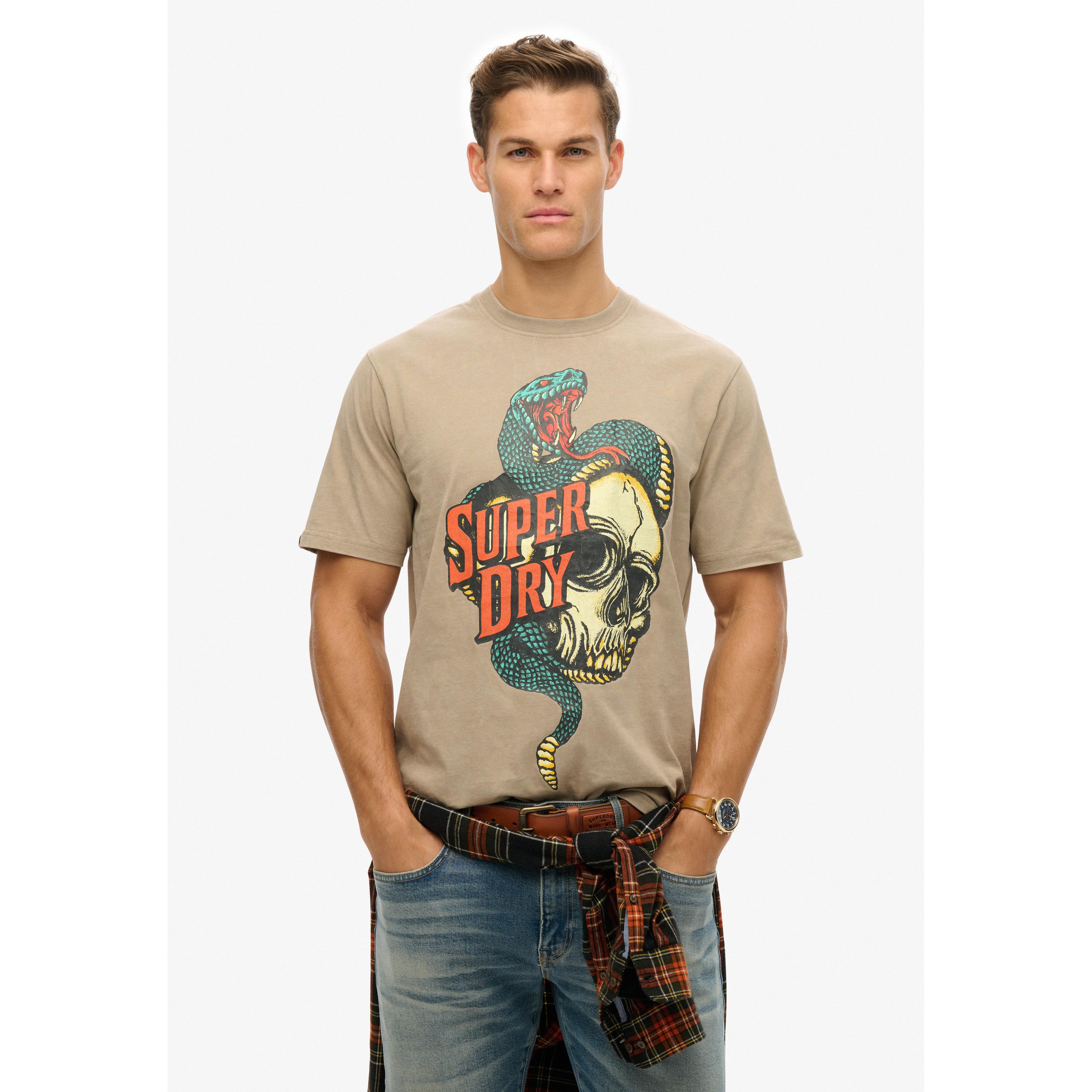 Thumbnail - Superdry, Herren, Shirt, Biker Rock, Braun, (XL)