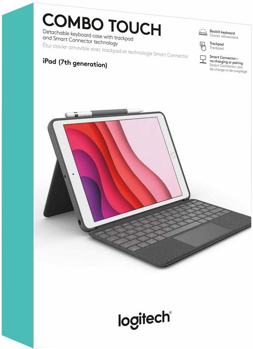 Actual product image Logitech Combo Touch for iPad (7th and 8th generation) - GRAPHITE - FRA - CENTRAL (FR, iPad 2019 (7th gene), iPad 2020 (8. Gen), iPad 2021 (9th Gen))
