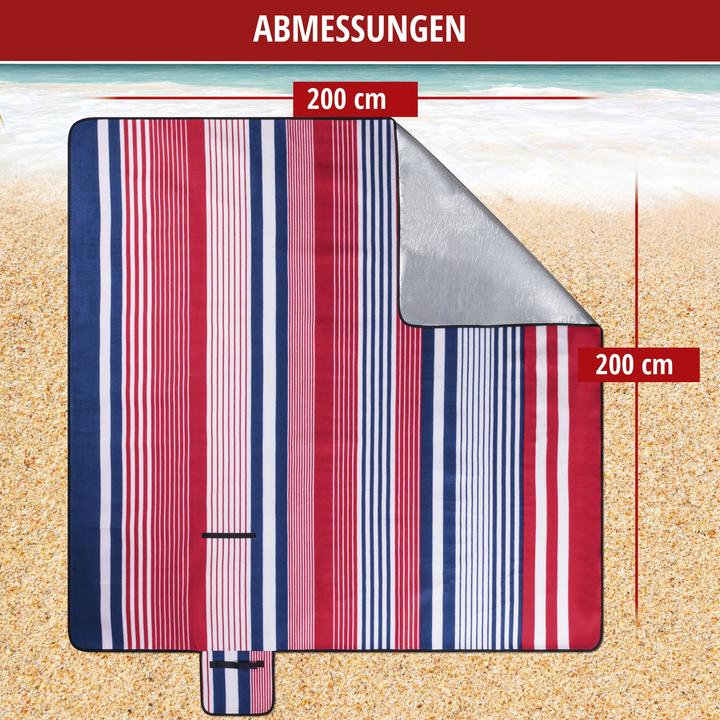Image du produit Walser Couverture de voyage avec dos en aluminium rouge/bleu rayé 200 x 200 cm