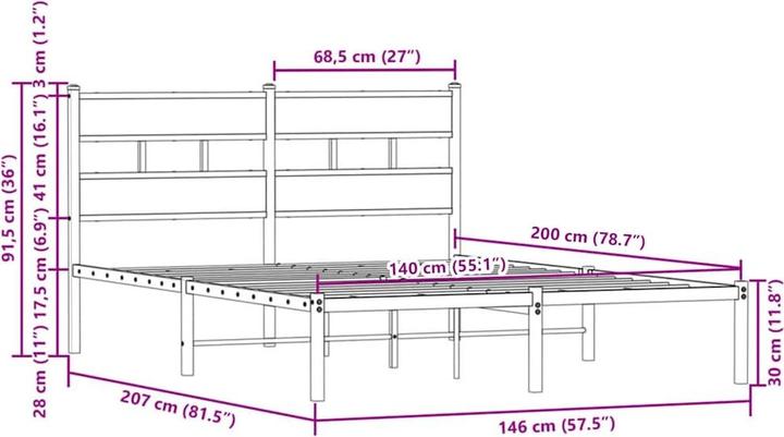 Image du produit vidaXL Bettgestell (140 x 200 cm)