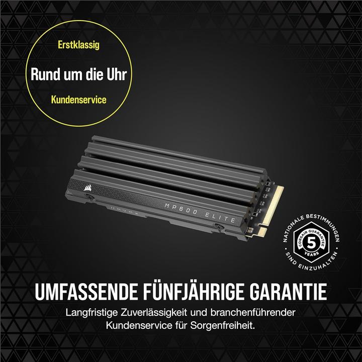 Image du produit Corsair MP600 ELITE 4TB NVMe PCIe M.2 SSD avec heatsink (4000 Go, M.2 2280)