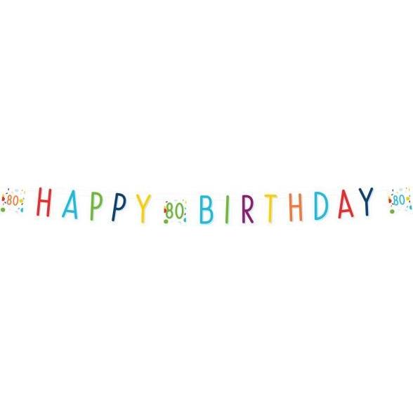 Thumbnail - Magni Amscan 9906883 - Partykette Konfetti Birthday 80, 180 x 13,8 cm, Papier, Girlande, Hängedekoration