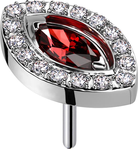 Immagine prodotto Star Piercing Threadless Ovale argento con cristalli argento e cristallo ovale rosso (senza ottone, Titanio)