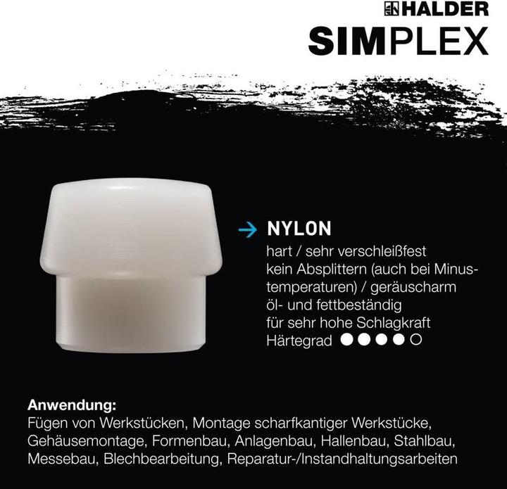 Image du produit Halder Marteau de protection SIMPLEX 40 GUMMIK./NYLON TE SIMPLE (650 g)