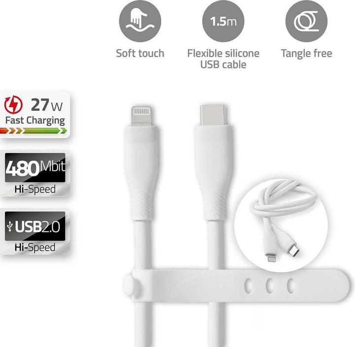 Actual product image Nedis Lightning Cable | USB 2.0 | Apple Lightning 8-Pin | USB-C™ Plug | 480 Mbps | Nickel-plated | 1 (1.50 m, USB 2.0, 27 W)