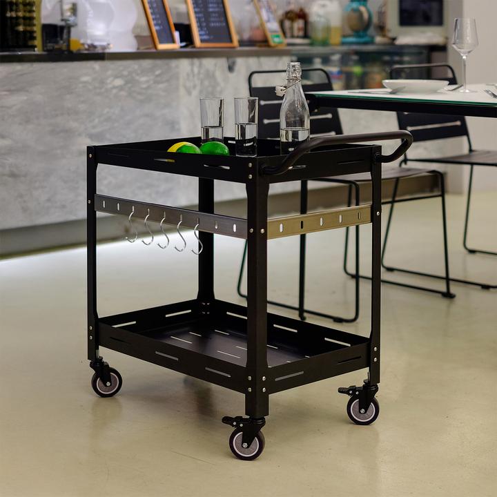 Actual product image Casa.Pro Outdoor Servierwagen Bard Stahl 72x77x38 cm Schwarz