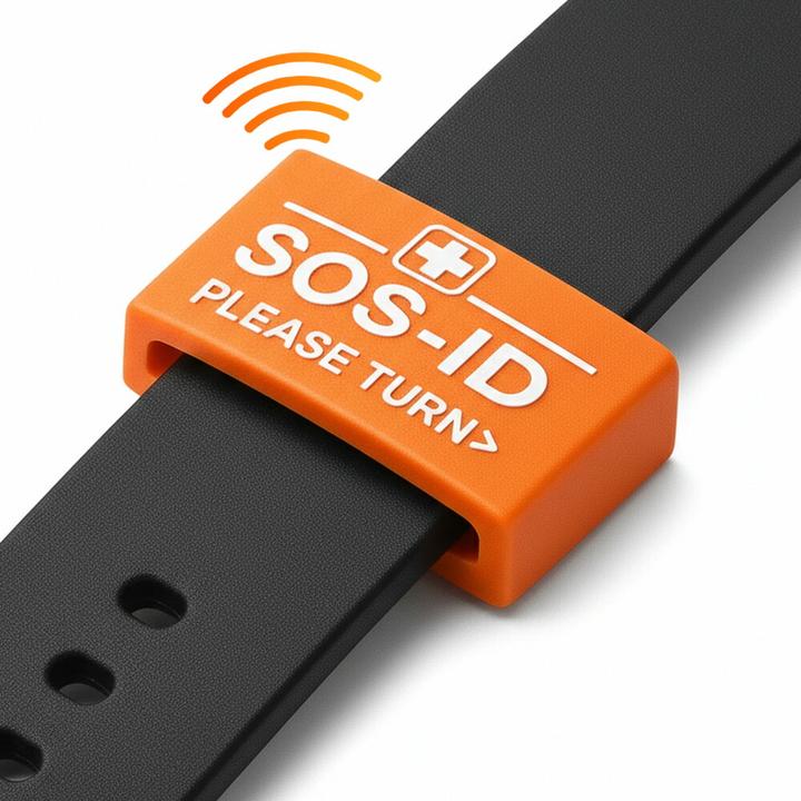 Actual product image L+D SOS ID wrist strap red