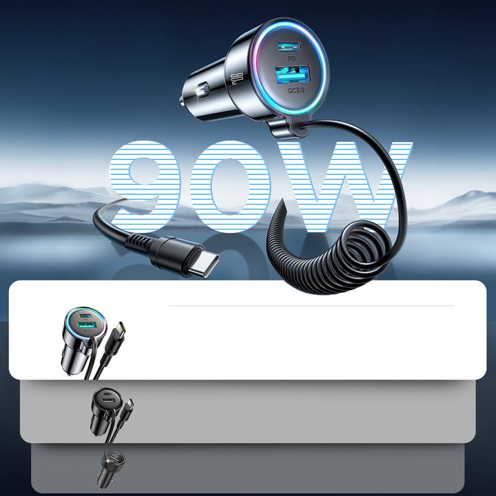 Actual product image Joyroom 3-in-1 Wired Car Charger (55W)