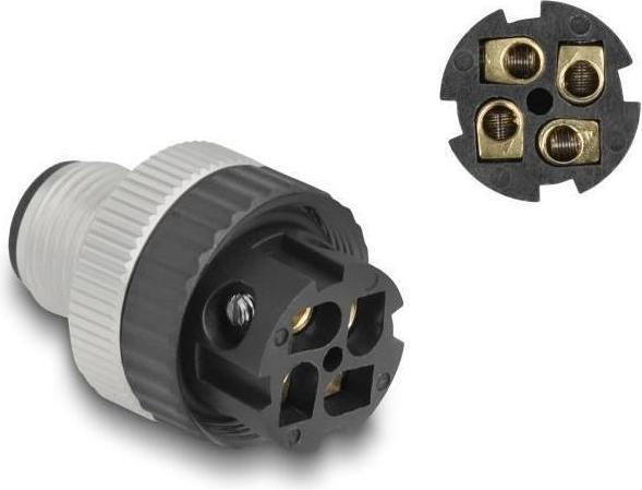 Immagine prodotto Delock Connettore a spina M12 Spina a 4 pin con codice A per il montaggio con connessione a vite