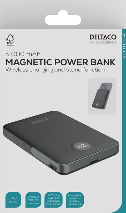 Actual product image Deltaco Power Bank - 5000 mAh Powerbank - Sort - 5000 mAh (5000 mAh, 20 W, 19.25 Wh)