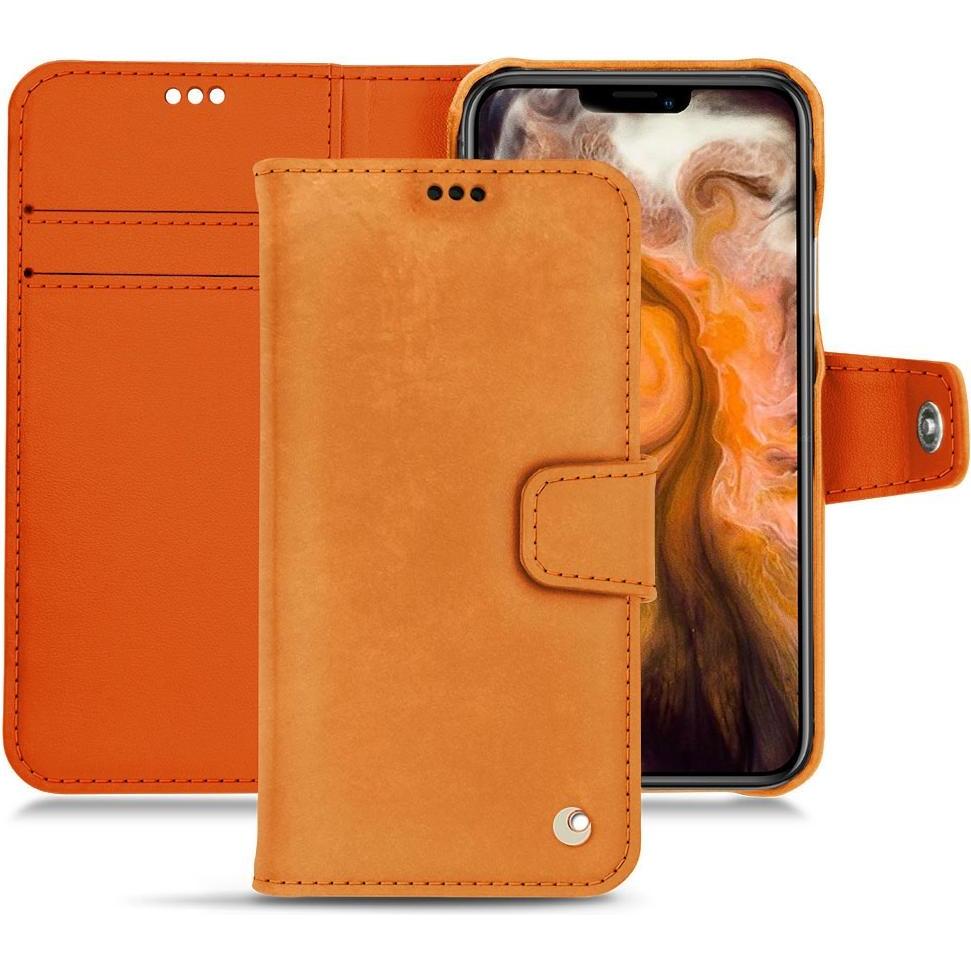 Noreve Lederschutzhülle Wallet (Apple iPhone 11 Pro Max), Smartphone Hülle, Orange
