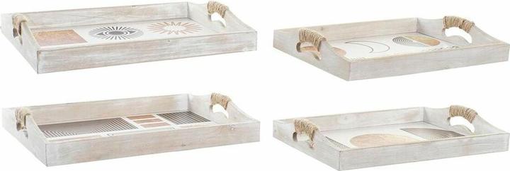 DKD Home Decor Tablettset Weiss Schwarz Gold Holz MDF 40 x 30 x 6 cm (2 Stück)