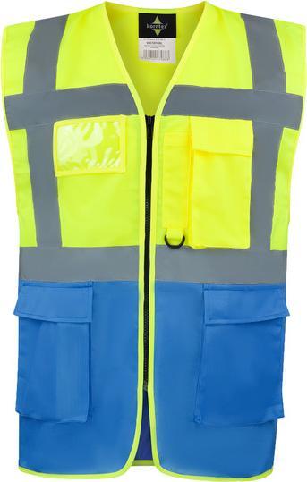 Korntex Warnweste Multifunktional Hamburg Gelb/Blau mit 360° Sicherheit XL EN ISO 17353 ® KXCMF (XL)