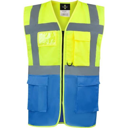 Korntex, Warnweste + Warnshirt, Warnweste Multifunktional Hamburg Gelb/Blau mit 360° Sicherheit M EN ISO 17353  KXCMF (M...