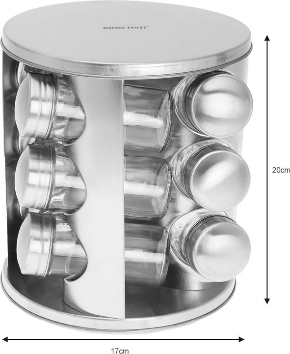 Actual product image Kinghoff Spice rack with containers for spices, 13 pcs