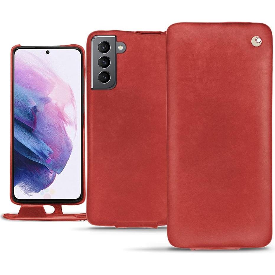 Noreve Lederschutzhülle vertikal (Samsung Galaxy S21), Smartphone Hülle, Rot