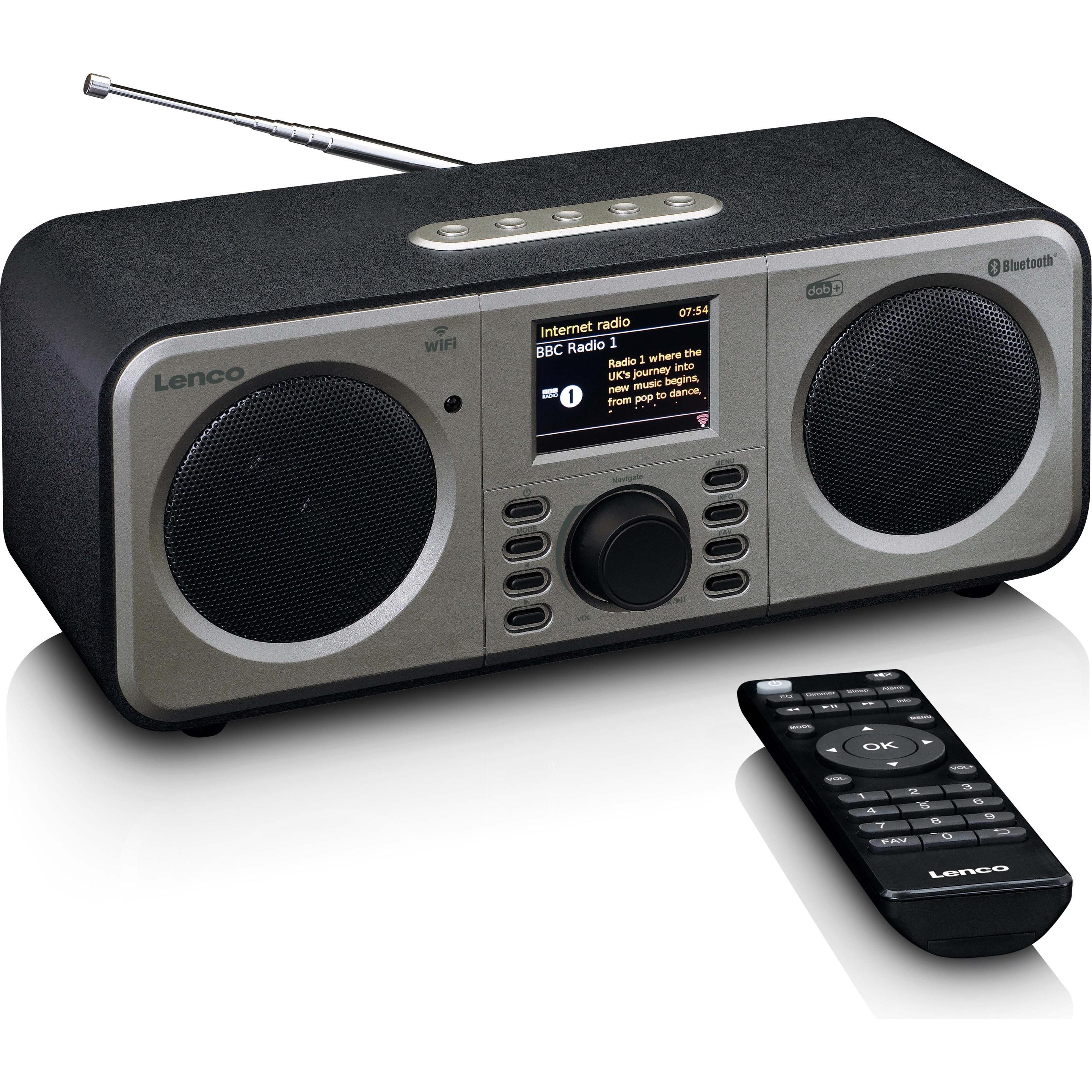 Lenco DIR-141 (Internetradio, DAB, FM, Bluetooth, WLAN), Radio, Schwarz, Silber
